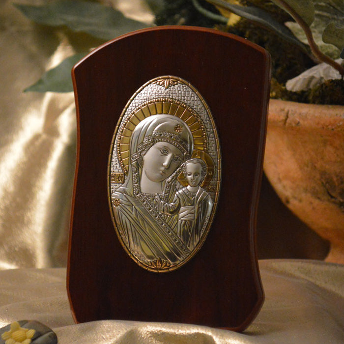 Italian Silver Greek Orthodox Lady Mary Icon (2 Styles)