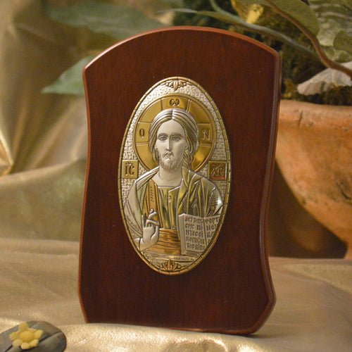 Italian Silver Greek Orthodox Christ Pantocrator Icon (2 Styles)