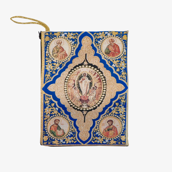 Blue Gospel Bible Book Tapestry Pouch