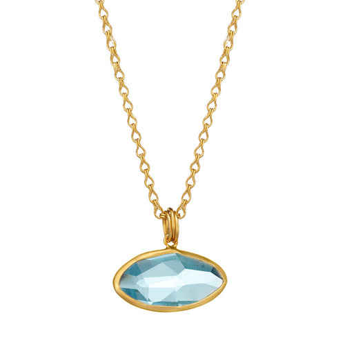 18K Gold  Pendant with hand cut Aquamarine